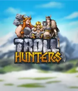 Immerse yourself in "Troll Hunters," where valiant Viking warriors prepare to battle their foes. The logo features a pair of Vikings, male and female, dressed for battle, overlooking a frosty landscape. They radiate strength and courage, reflecting the essence of the game's adventurous theme.