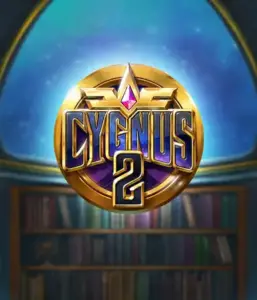 Discover the enchanting graphics of ELK Studios' Cygnus 2 Slot, showcasing a stunning logo with a vibrant purple and gold design. Set against a celestial background of a library, this graphic conjures the essence of mystical exploration. 